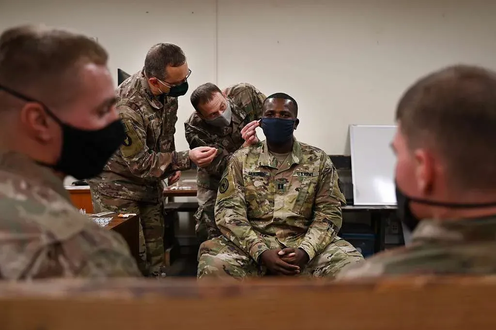 group of soldiers learning about battlefield acupuncture